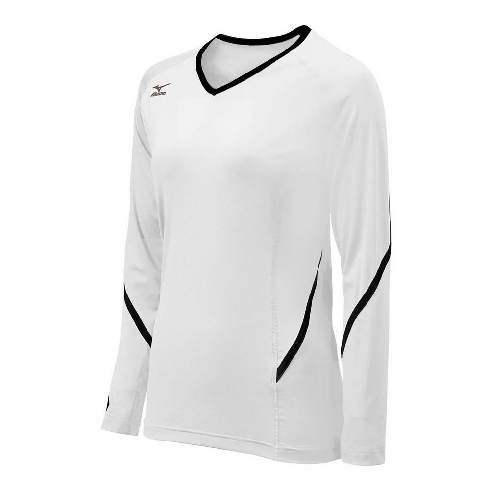 Jersey Mizuno Voleibol Techno Generation Long Sleeve Para Mujer Blancos/Negros 5078423-HV
